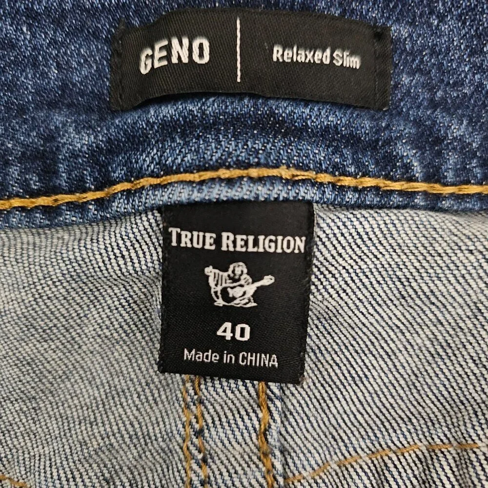 True Religion World Tour Denim Geno Relaxed Slim Blue Jeans